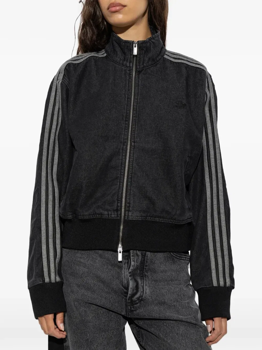 Джинсовая куртка Firebird с боковыми полосками Adidas, черный — фото 3