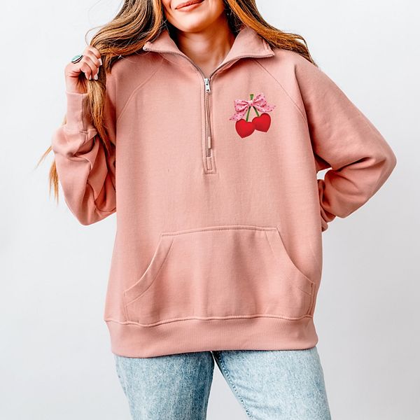 

Свитшот женский quarter zip с принтом в виде вишневых сердечек и розового банта Simply Sage Market, Blush, Розовый, Свитшот женский quarter zip с принтом в виде вишневых сердечек и розового банта Simply Sage Market, Blush