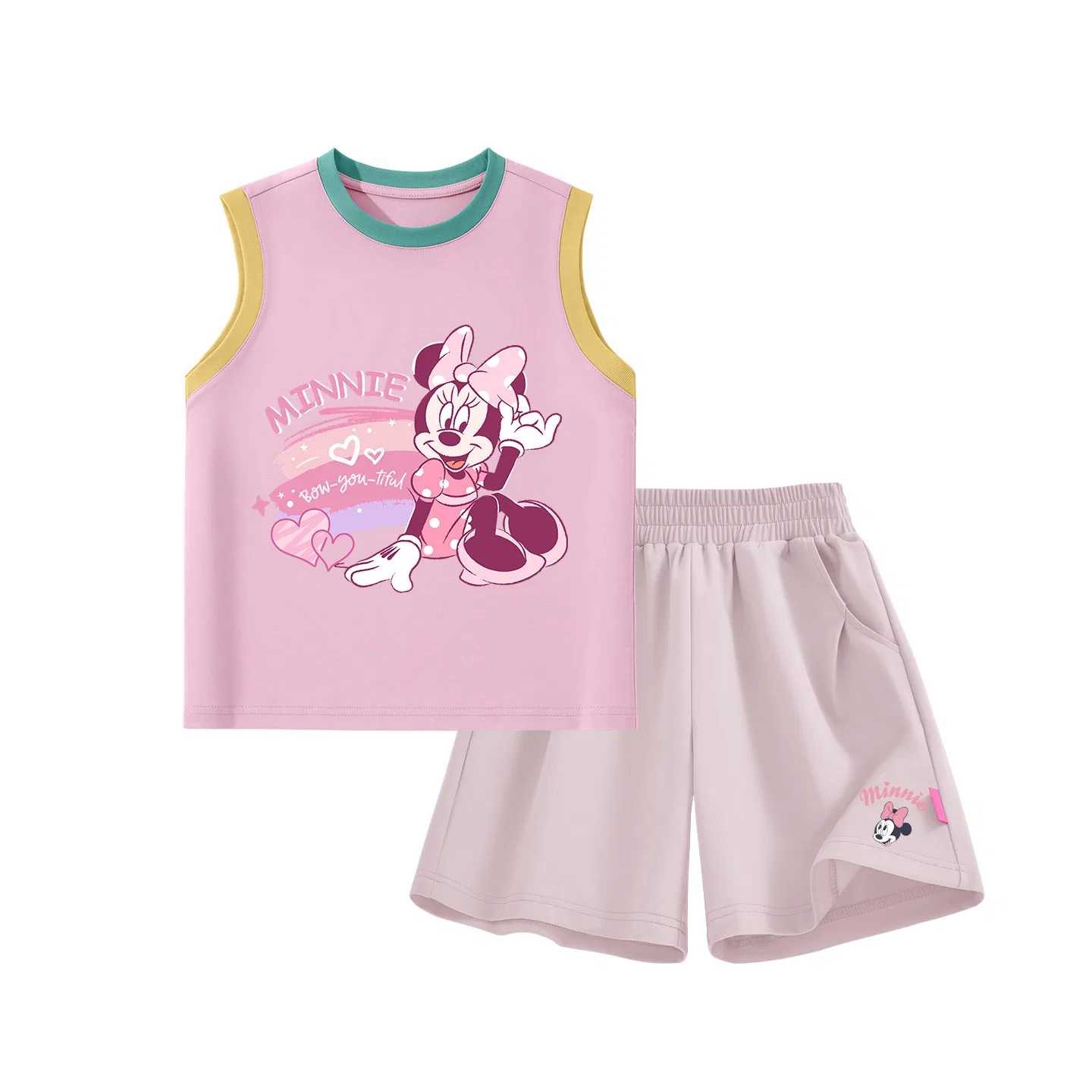 Детский спортивный костюм Crew Neck Thin Stretch Disney, Di Rainbow Heart Blue Pink