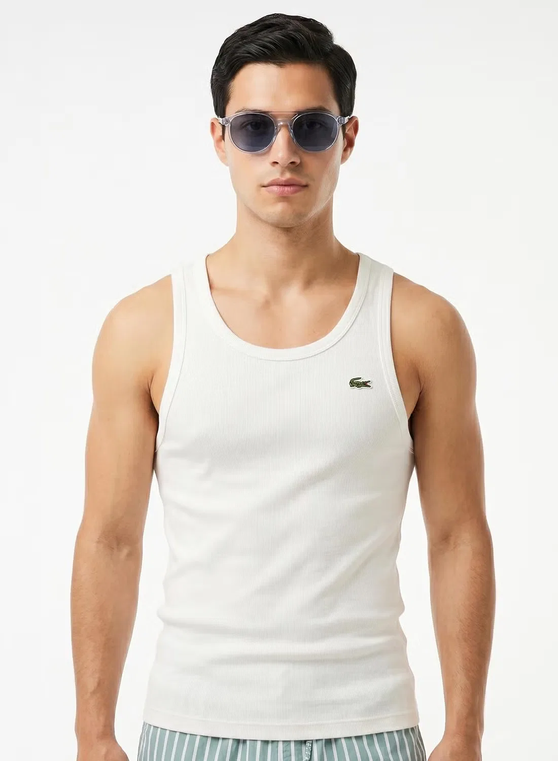 Майка с вязаным полотном Lacoste, белая