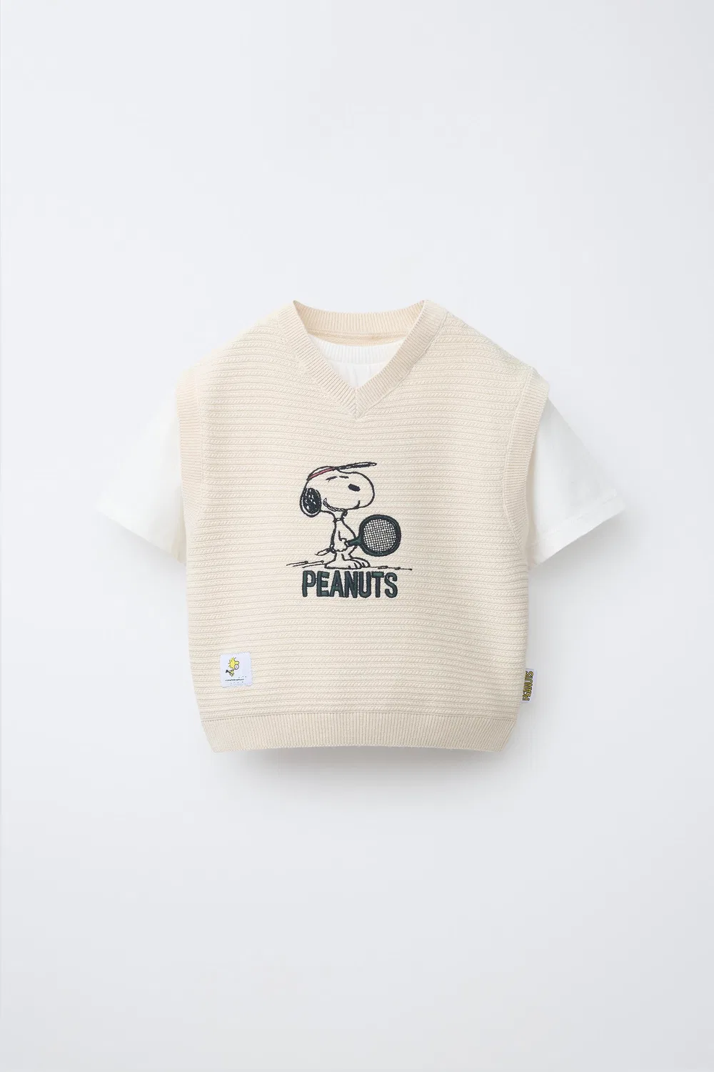 Вязаный жилет с вышивкой SNOOPY PEANUTS ZARA, Ecru