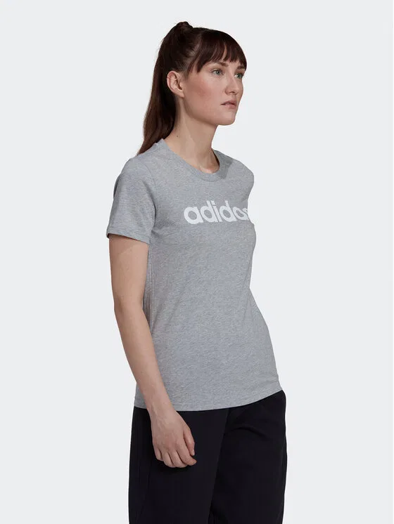Футболка slim fit Essentials Logo Adidas, серый — фото 3