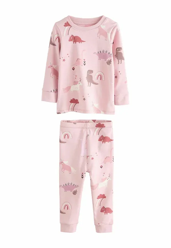 Комплект пижам из трех предметов Regular fit dino snuggle pyjamas Next pink cream, розовый — фото 3