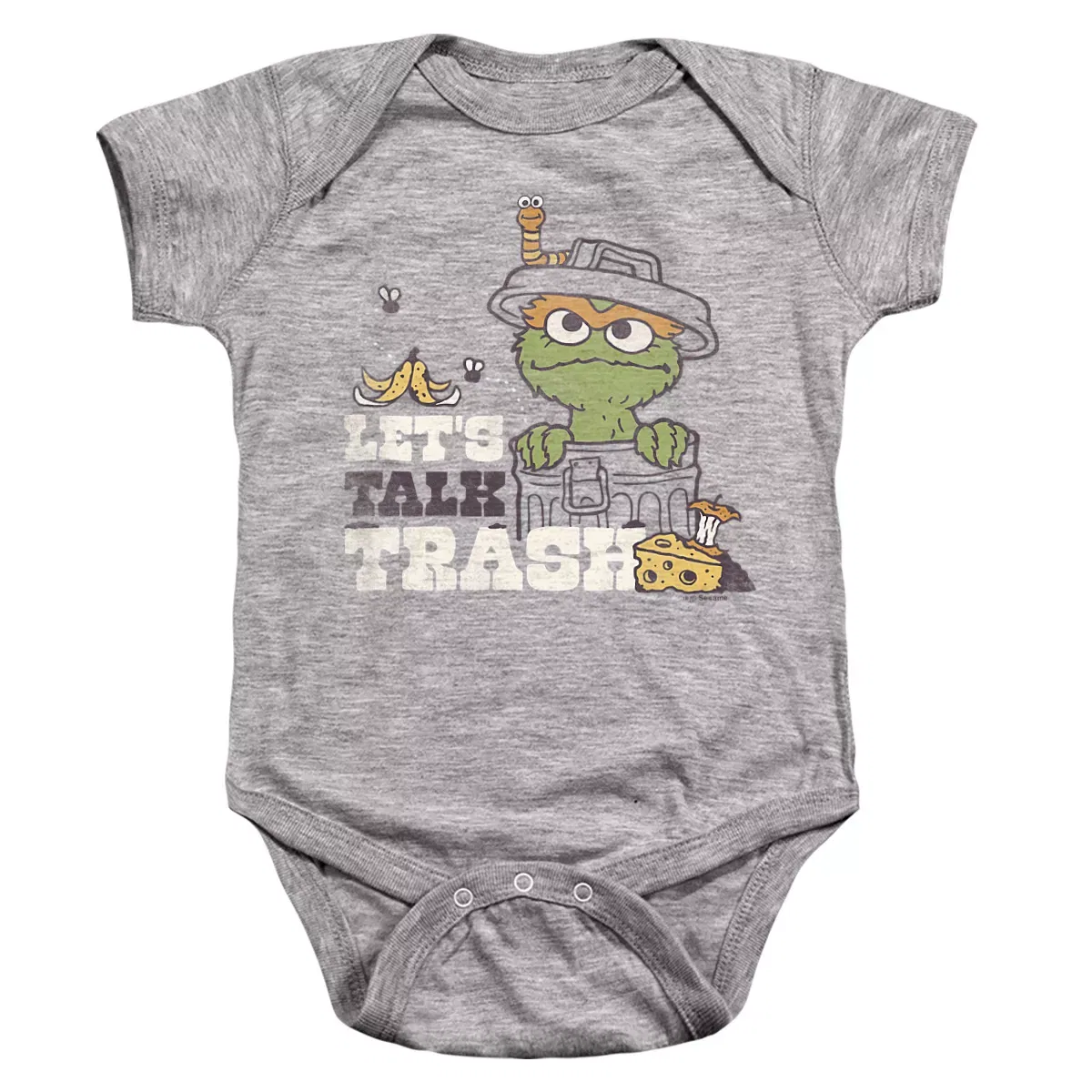 Детское боди с коротким рукавом Sesame Street Vintage Heart Oscar, Athletic Heather