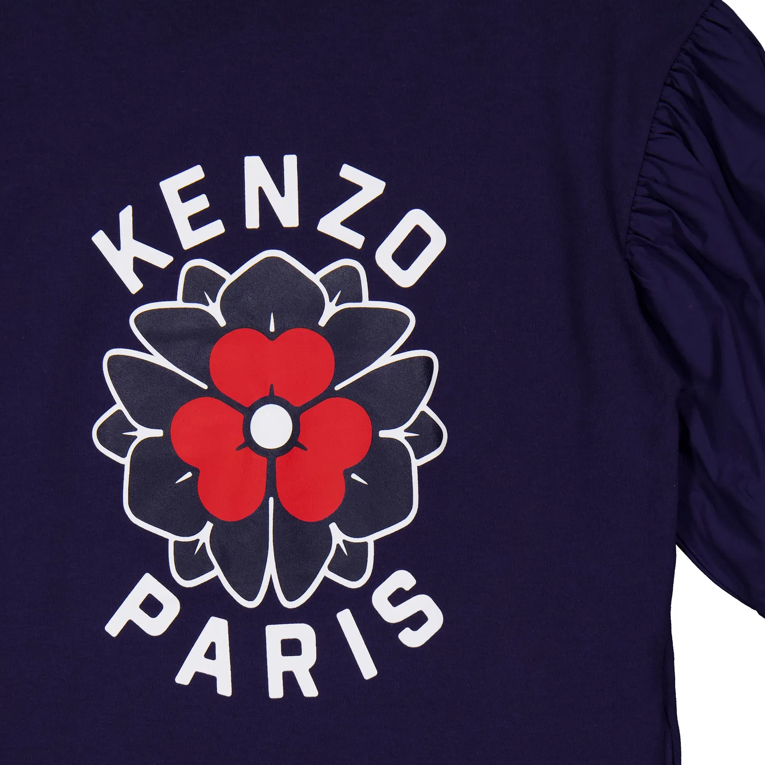 Платье хлопковое с коротким рукавом Kenzo Kids Short Sleeve Cotton Dress, Navy — фото 2