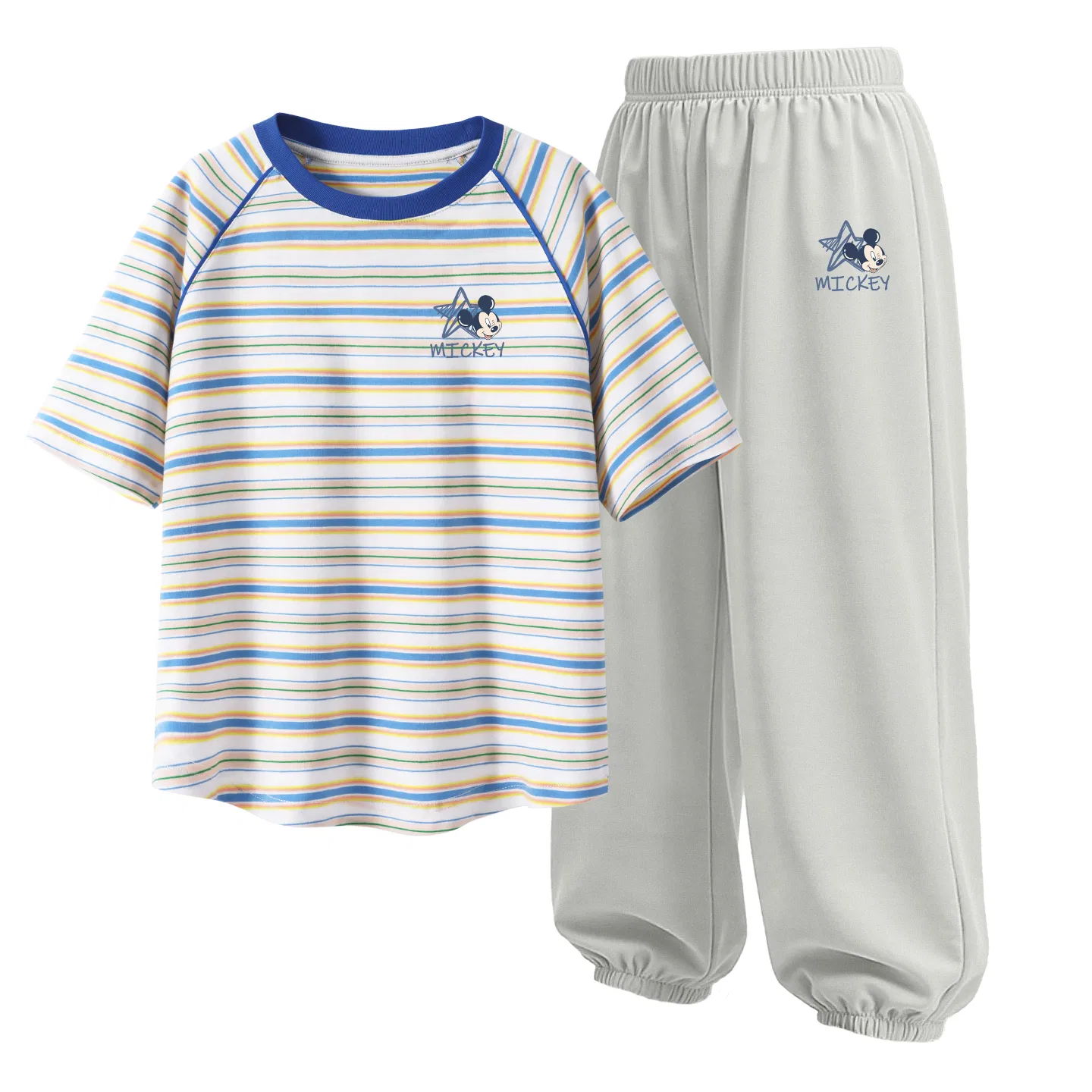 Детский спортивный костюм, круглый вырез, тонкий, дышащий, Disney, DiDo Rainbow K Pink Stripes+DiDo Rainbow K Soft Pink — фото 4