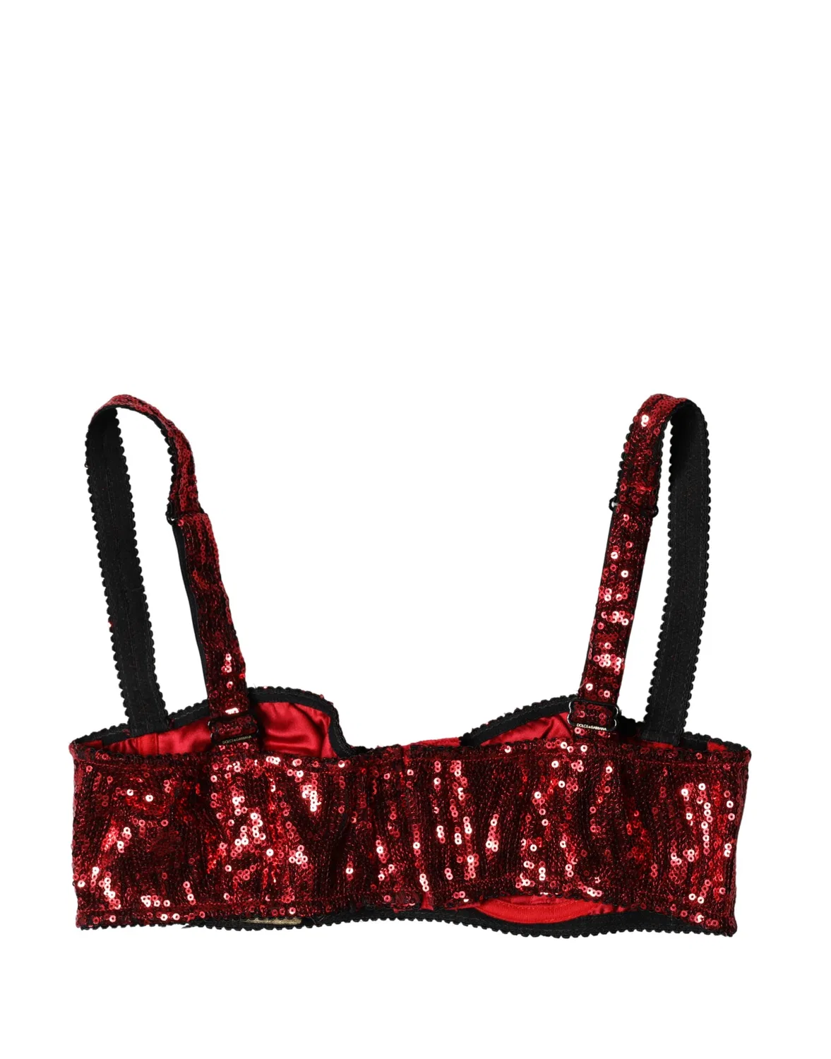 Женское бюстгальтер-балконет с блестками, размер B, модель Balconette Bra, Dolce & Gabbana, Red — фото 4