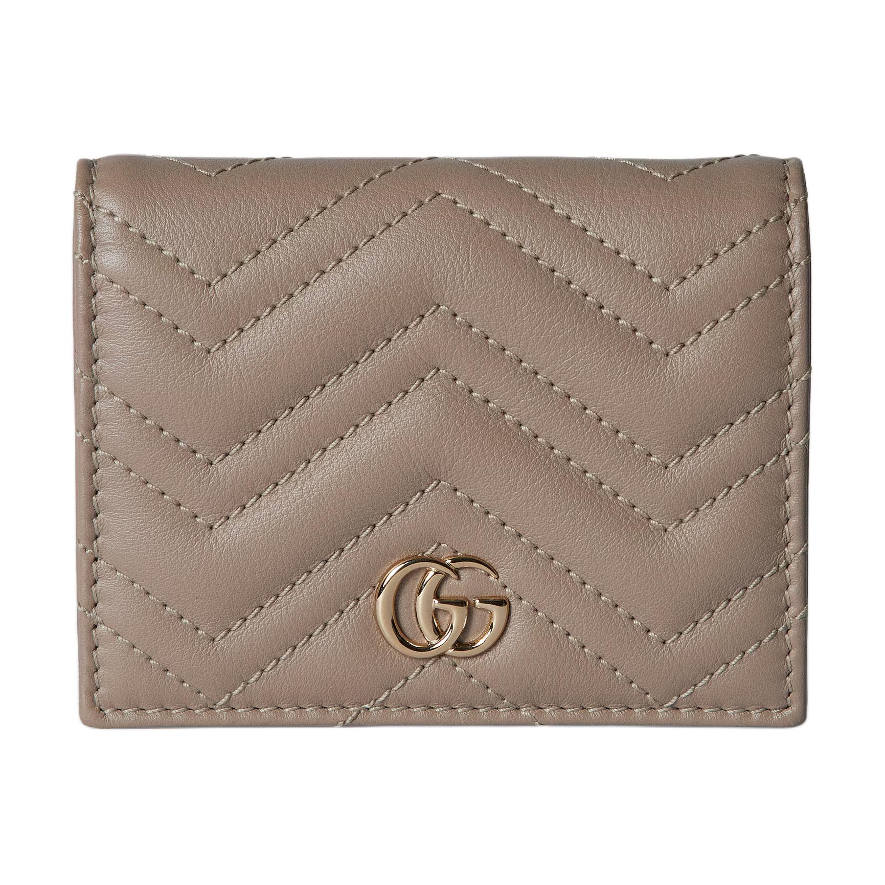 

GUCCI Кожаный кошелек GG Marmont для женщин бежевый
