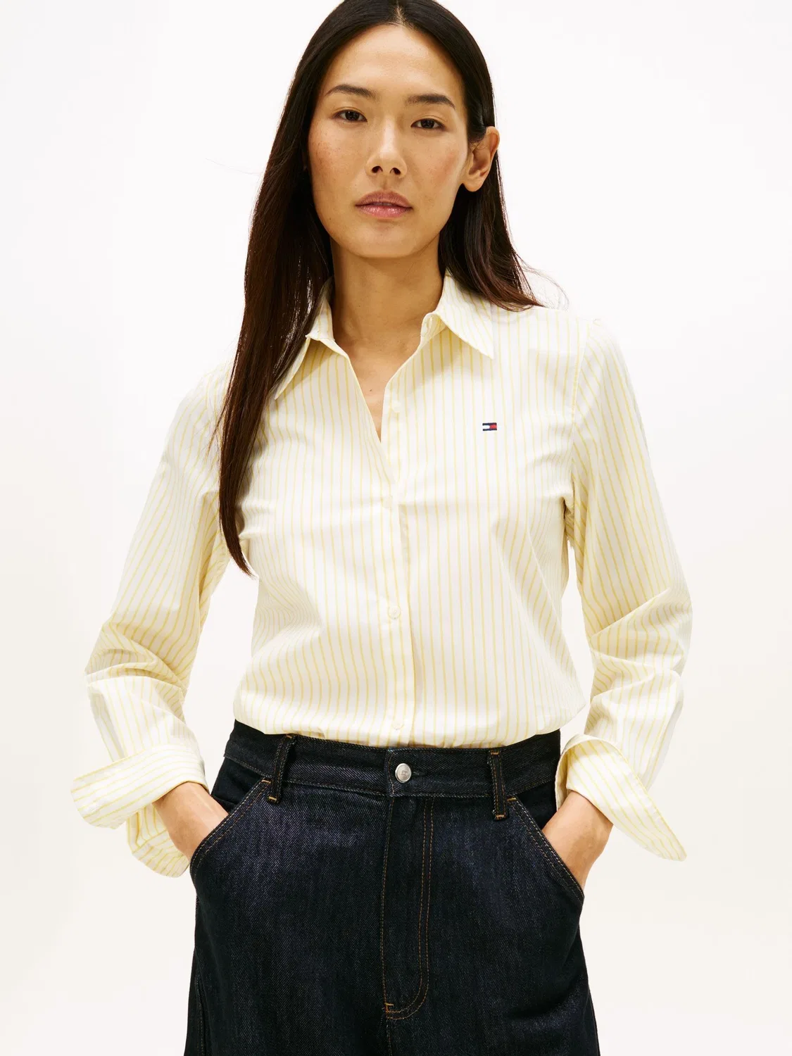 Рубашка Regular Fit с вышивкой флага Tommy Hilfiger, желтая