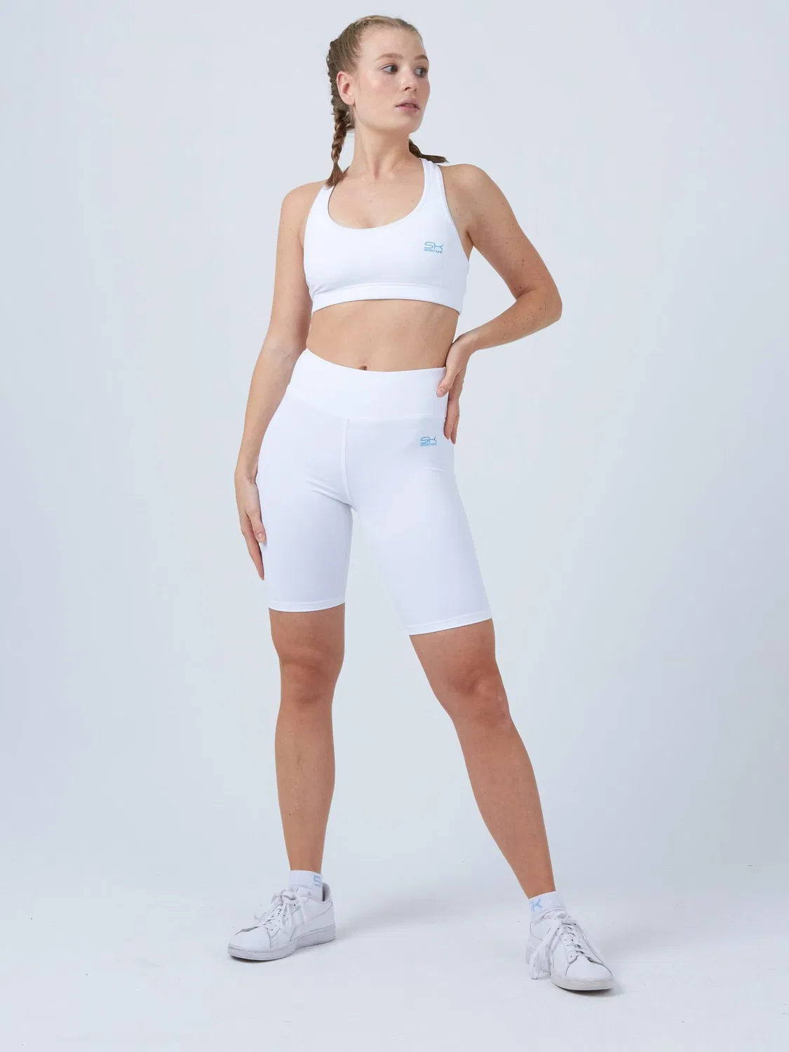 Узкие леггинсы Sportkind Short Tights белого цвета
