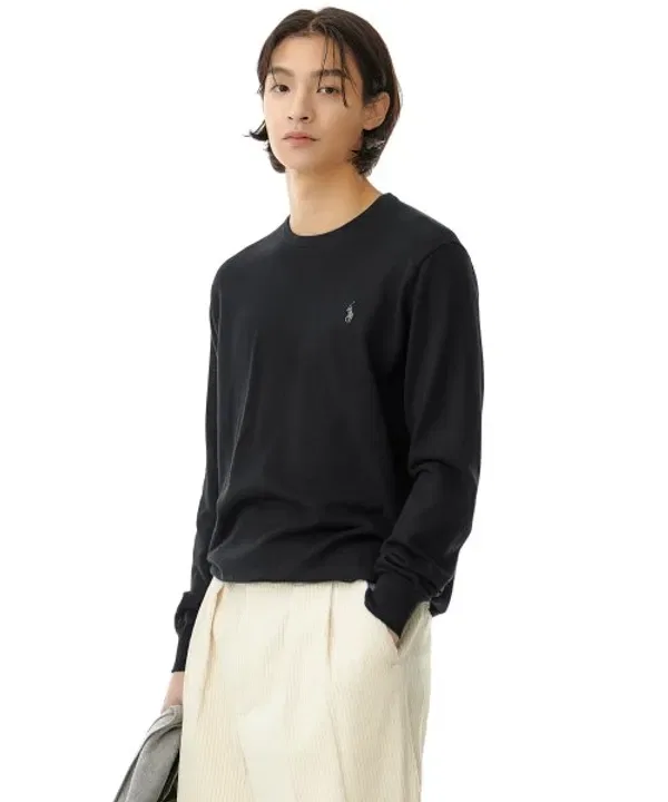 Свитер с длинным рукавом, хлопковый Polo Ralph Lauren, черный — фото 2
