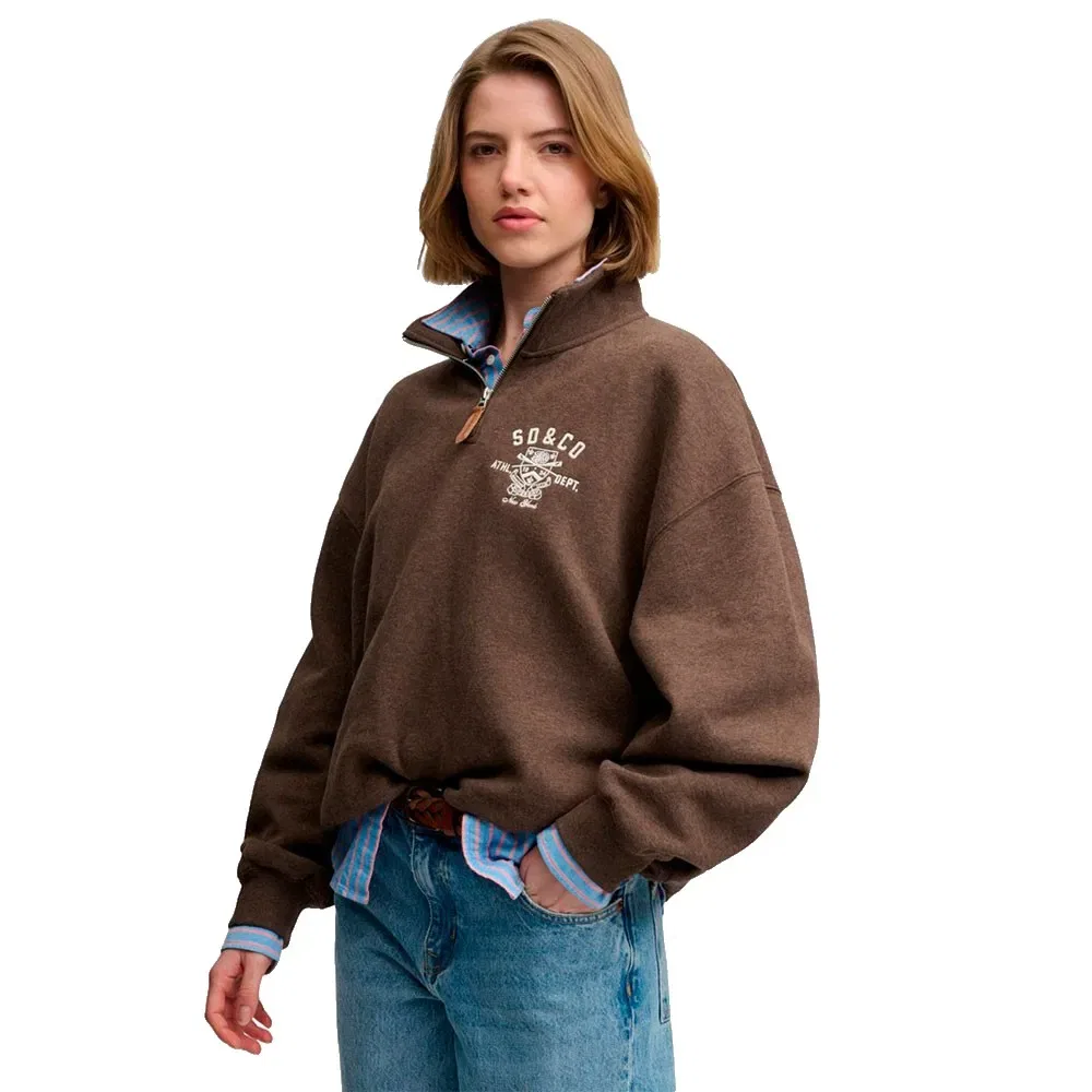Женский свитшот с полузастежкой-молнией Country Club Superdry, Brown — фото 4