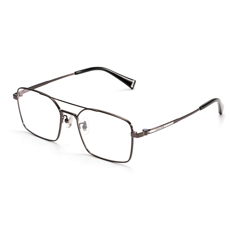 

Police Чёрные унисекс очки в квадратной оправе из нержавеющей стали и бета-титана, VPLN98K-0509/Light Black Gunmetal Frame