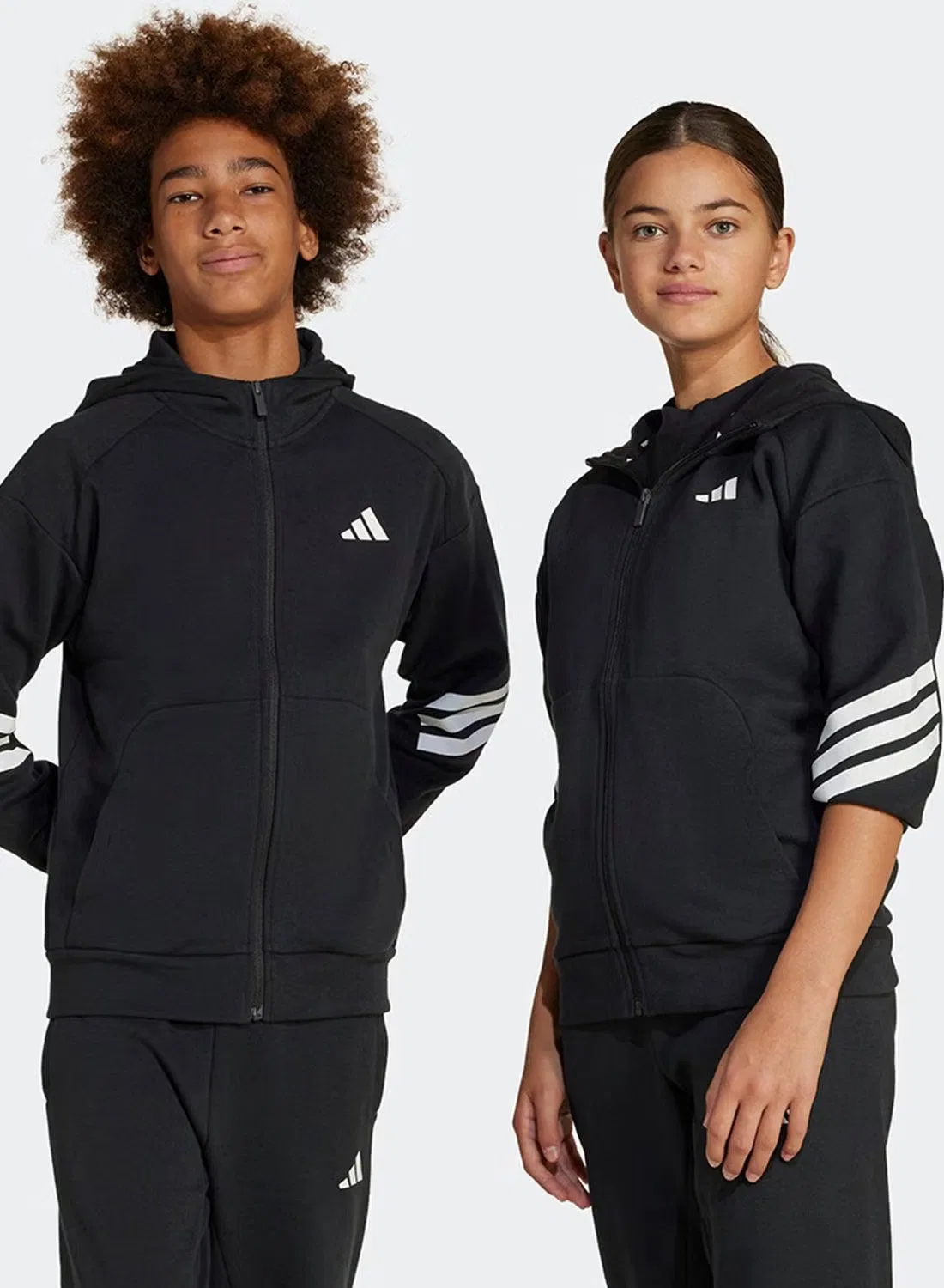 Худи на молнии с капюшоном Future icons 3 stripes Adidas, черный