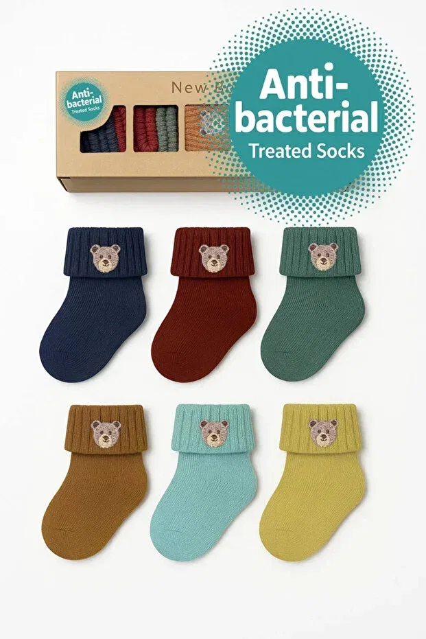Детские носки хлопковые с вышивкой Apptakı, Bear Embroidery — фото 2