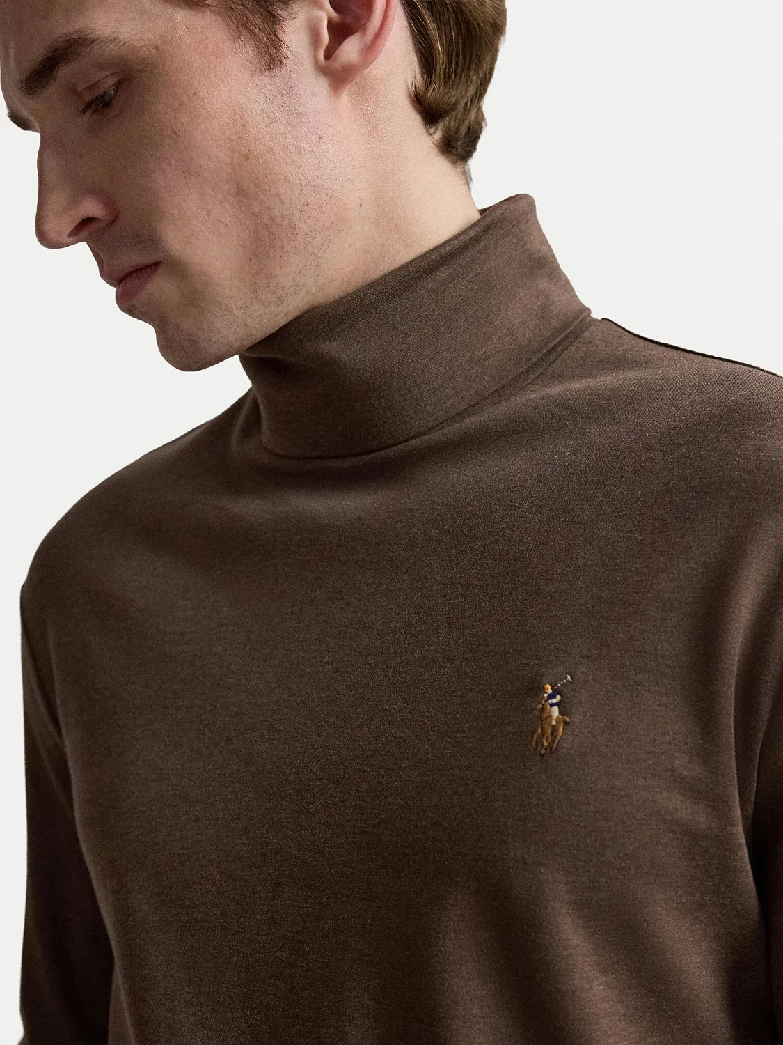 Мужская водолазка стандартного кроя Polo Ralph Lauren, коричневый — фото 4