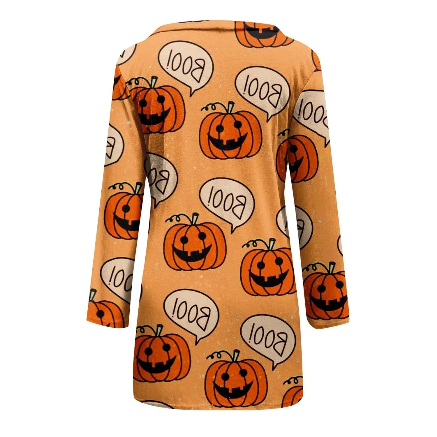 Женский кардиган с принтом Costume di Halloween, motivo zucca con pipistrello, 2-giallo — фото 4