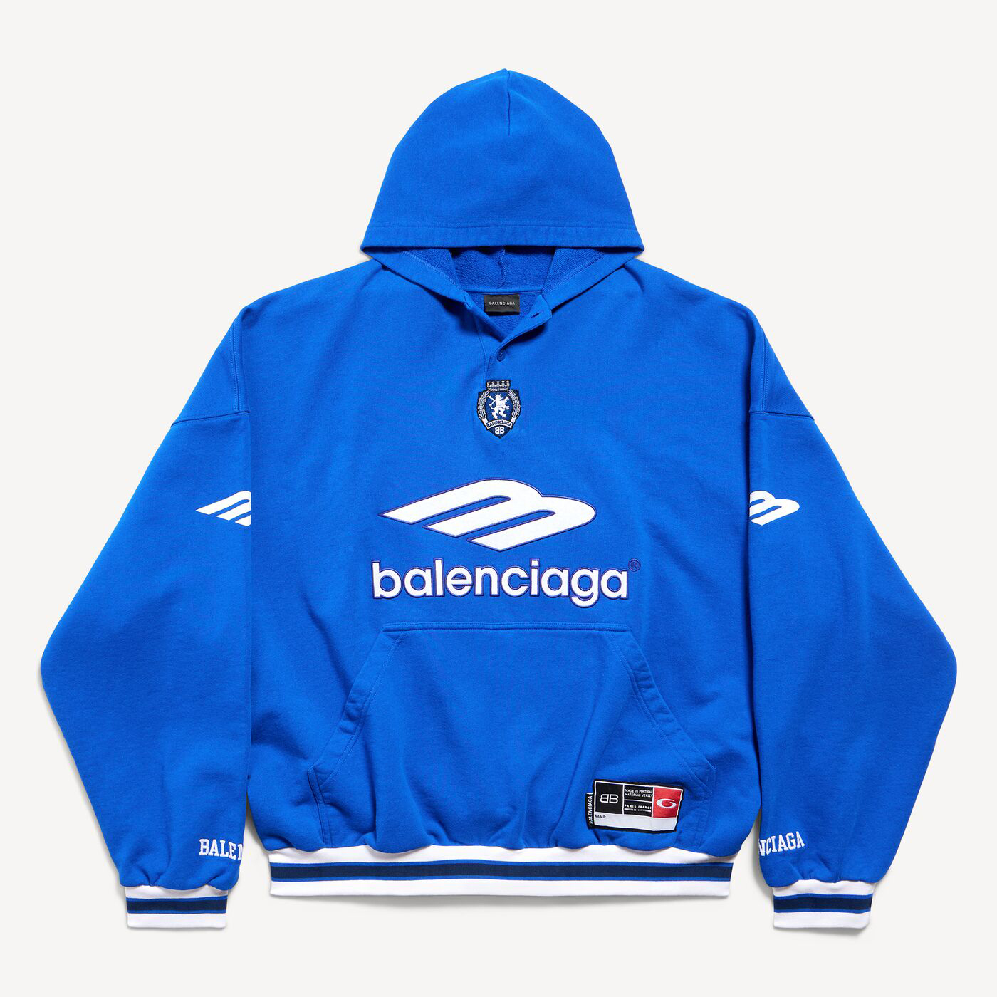 Худи Balenciaga 3b Football Polo, королевский синий/белый