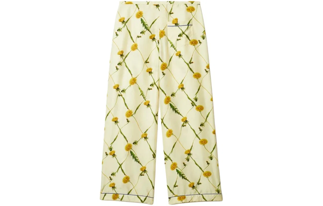 Женские брюки из шелкового сатина с принтом Dandelion Burberry, Beverage Yellow — фото 3