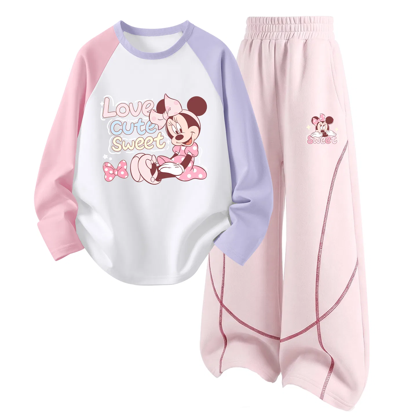 Детский комплект спортивный с круглым вырезом, дышащий, Disney, Delorone Pink+Delorone K Cherry Blossom Pink