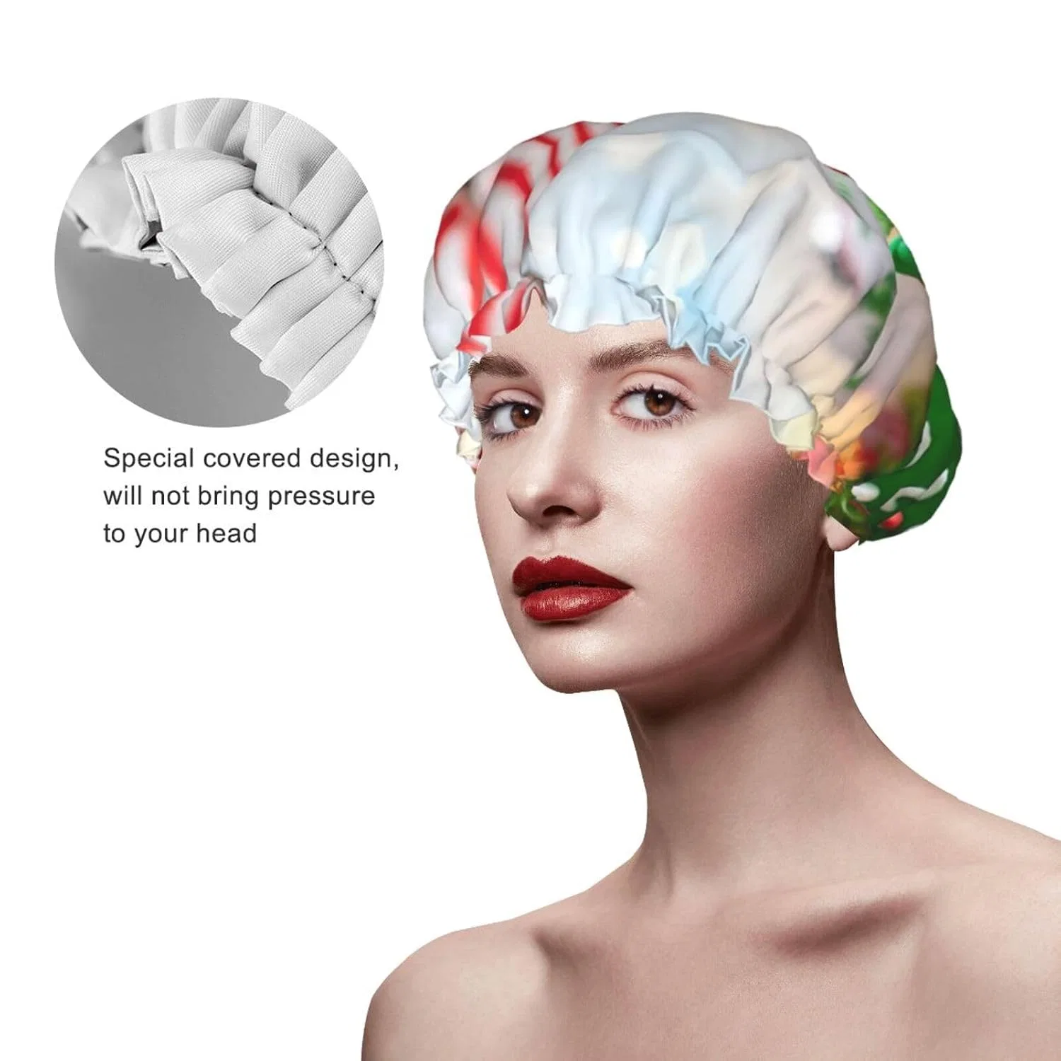 Шапочка для душа Gingerbread Man Candy, ObabO, водонепроницаемая, двойной слой, многоразовая — фото 4