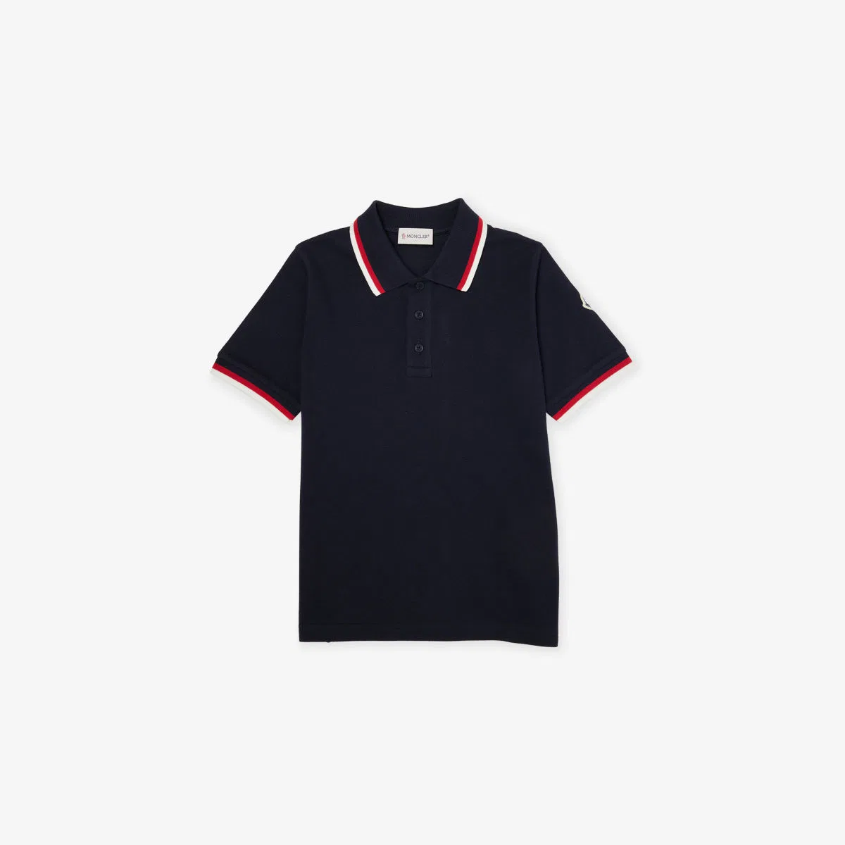 Хлопковая рубашка-поло с логотипом и нашивкой, возраст 4-14 лет Moncler, темно-синий