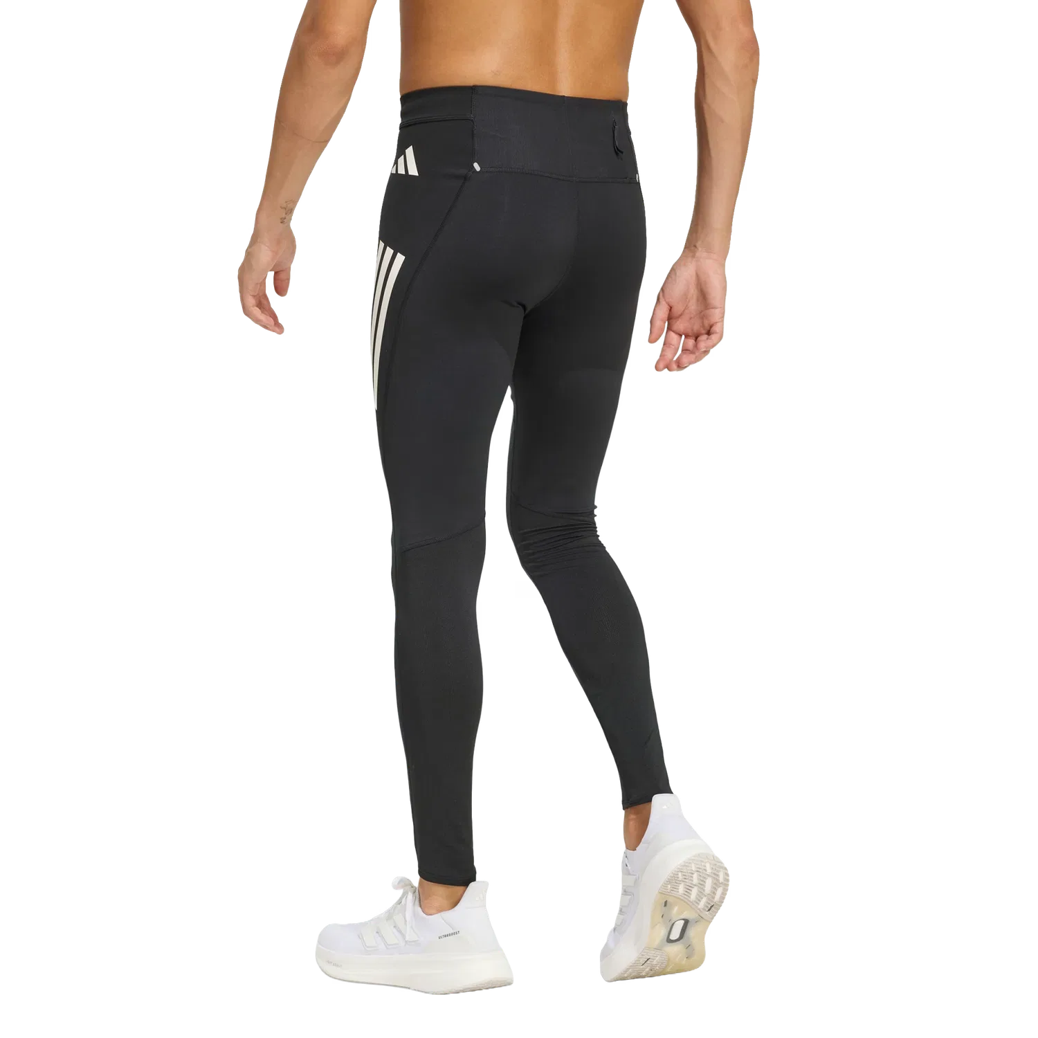 Мужские беговые леггинсы с полосками Adidas, черный — фото 3