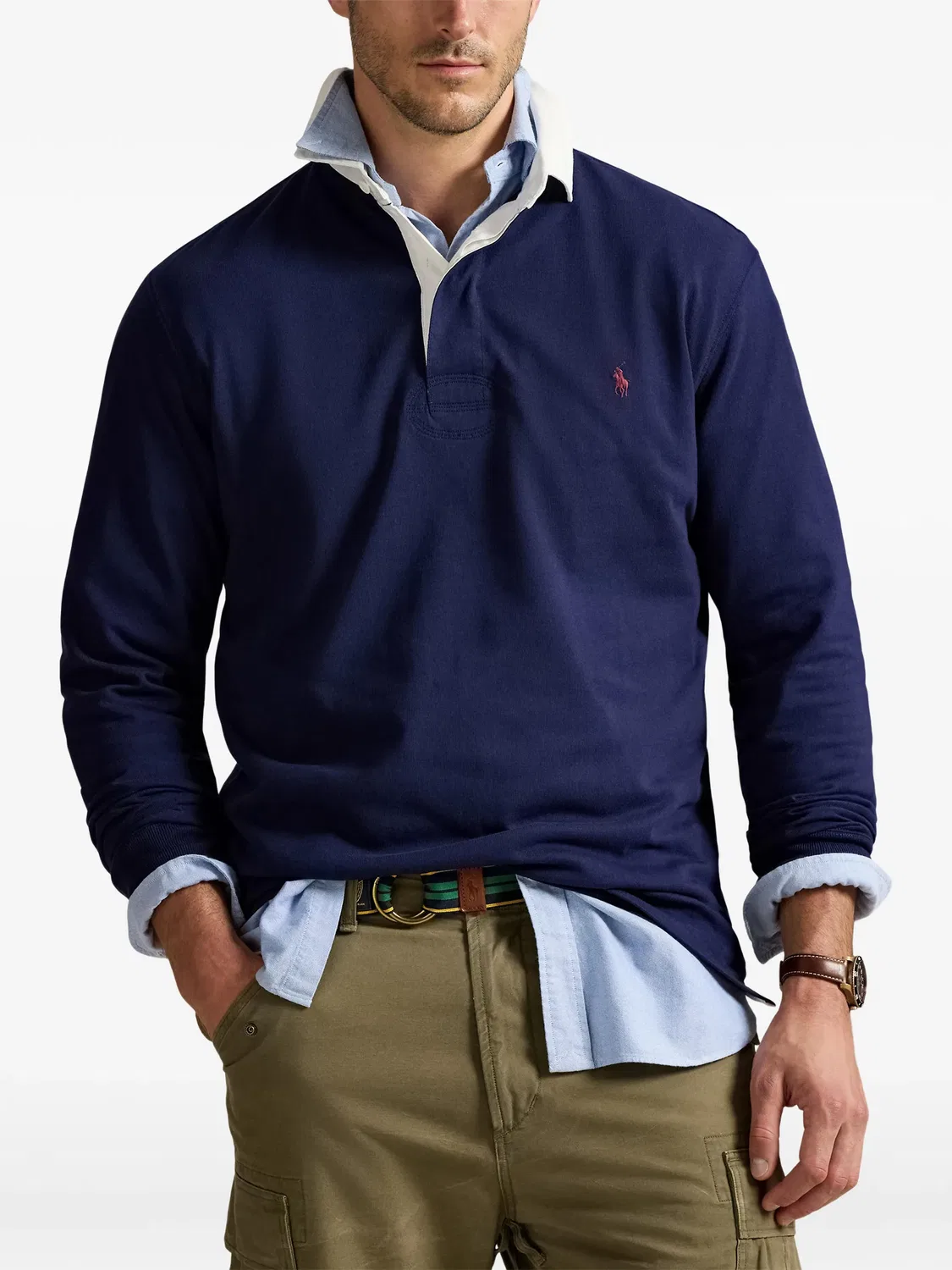 Рубашка регби с вышитым логотипом Polo Ralph Lauren, синий — фото 3