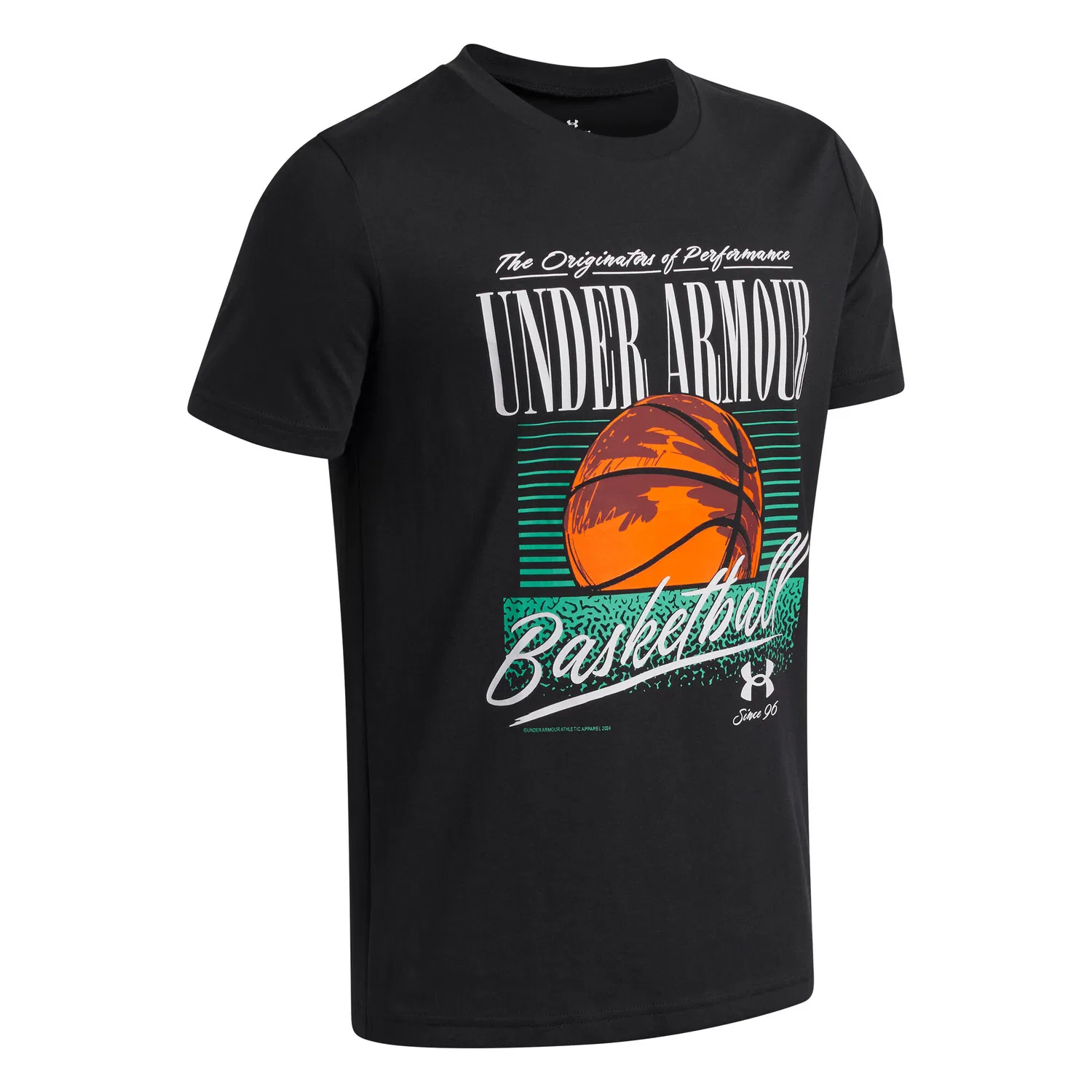 Детская футболка с принтом UA B Basketball SS Under Armour, Schwarz Weiss Schwarz — фото 2