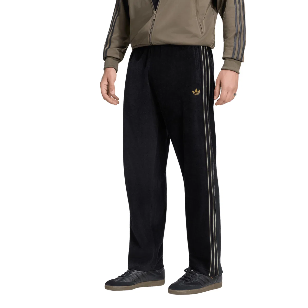 Мужские спортивные штаны из велюра Adidas Originals Firebird, Khaki/Black
