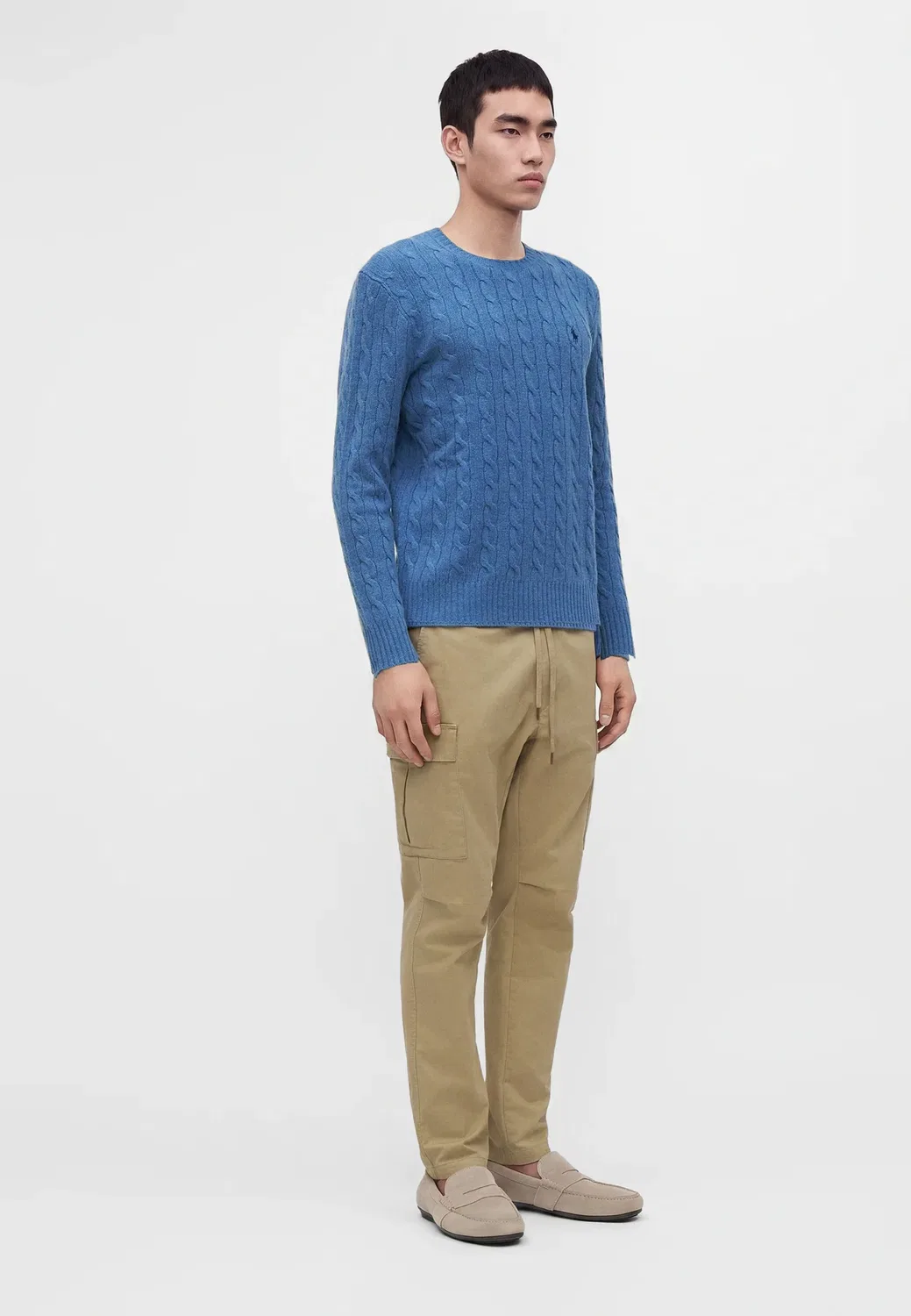 Свитер-Джемпер крупной вязки из шерсти и кашемира Polo Ralph Lauren, Blue Borage Heather — фото 4