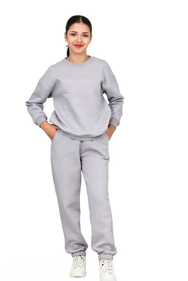 Детский спортивный комплект из футера с круглым вырезом Erdem Kids, Gri