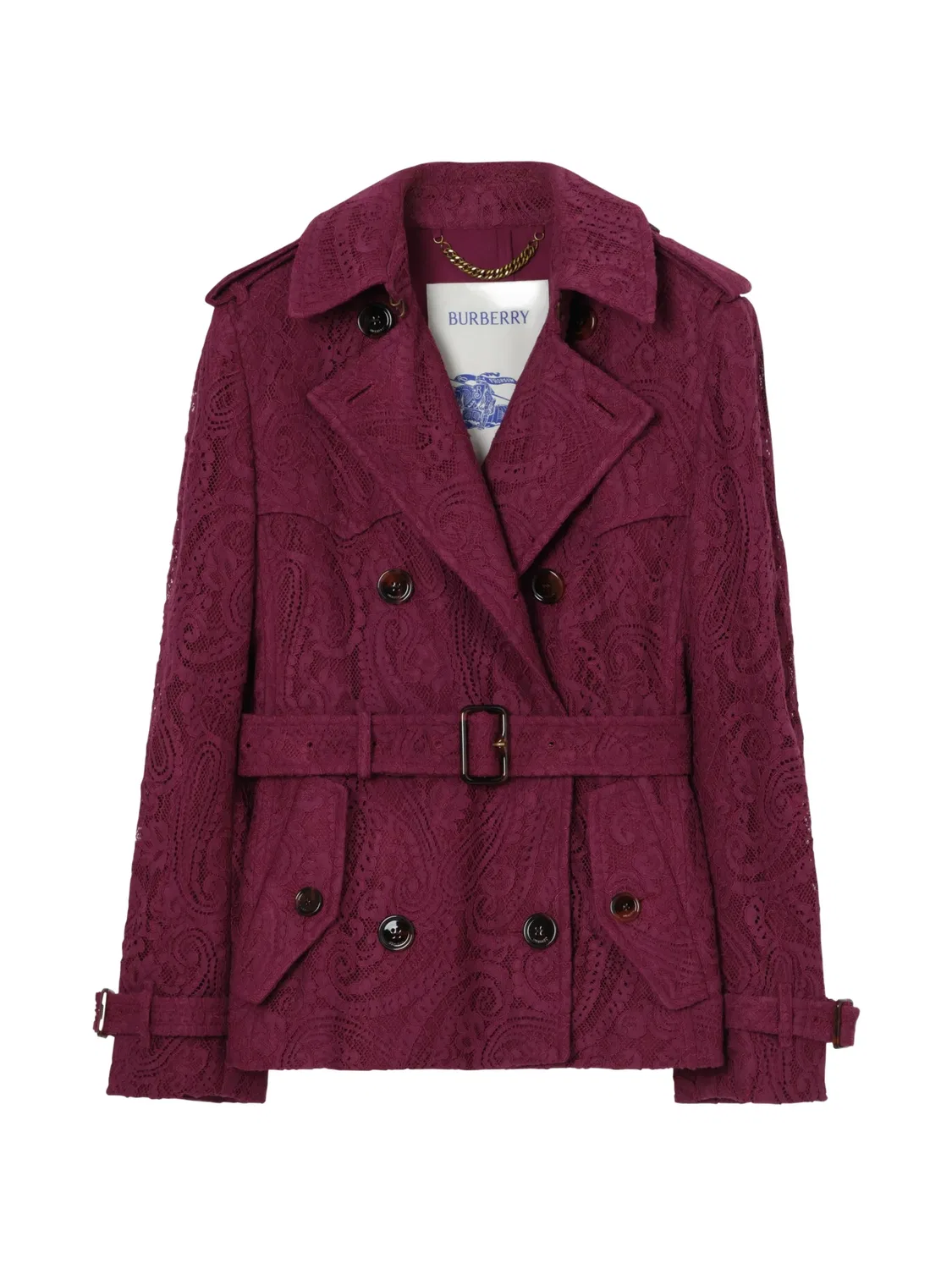 Короткий тренч Foxfield с узором пейсли Burberry, фиолетовый