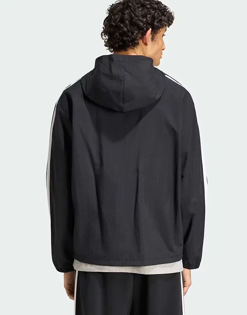 Ветровка Adidas Performance Essentials с тремя полосками, черно-белая — фото 3
