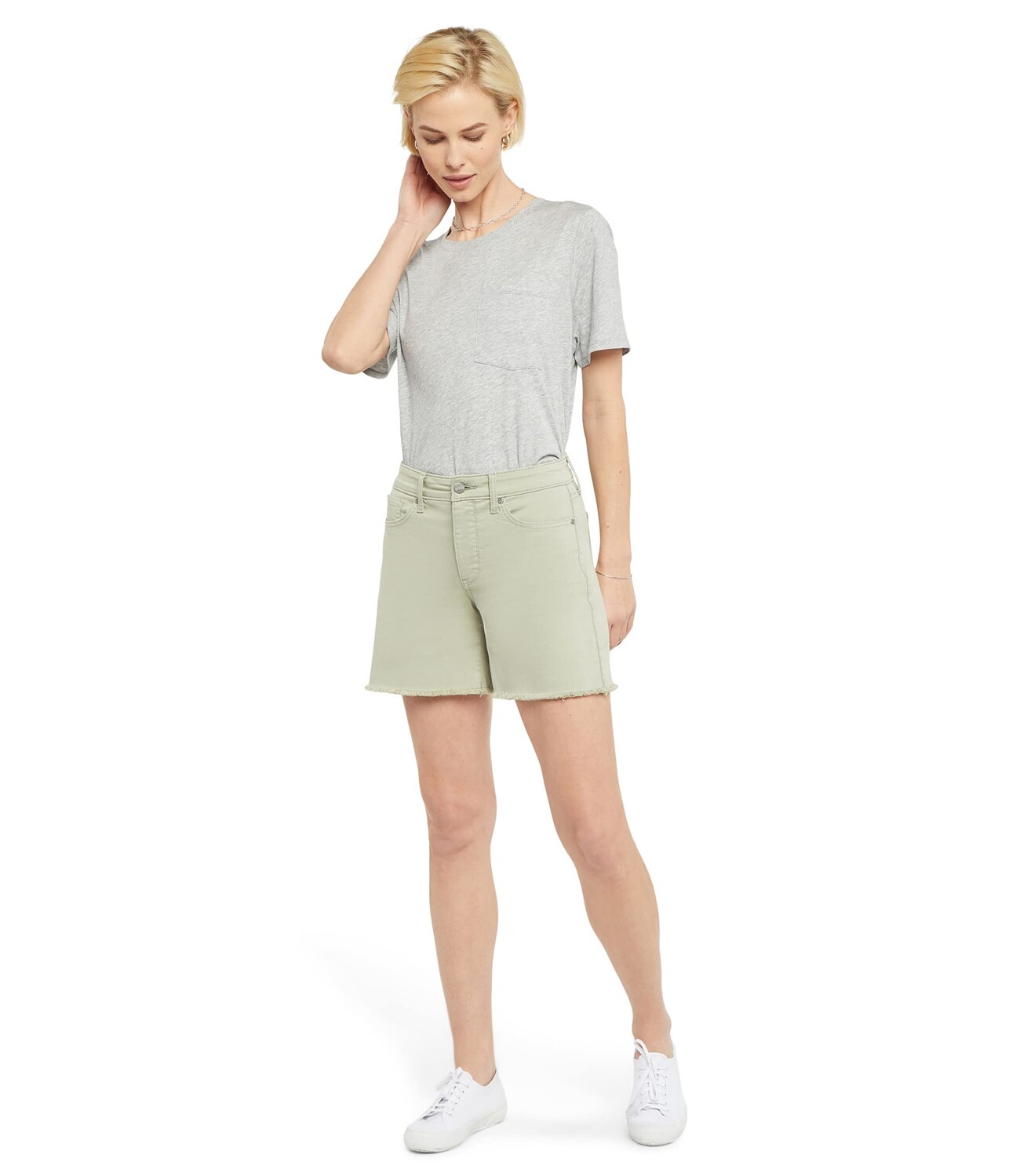 

Шорты NYDJ, High-Rise A-Line Shorts Fray Hem in Bamboo