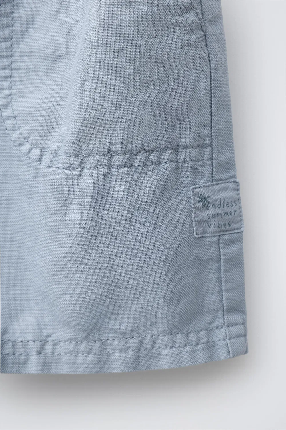 Хлопковые/льняные бермудские шорты ZARA, Blue — фото 4
