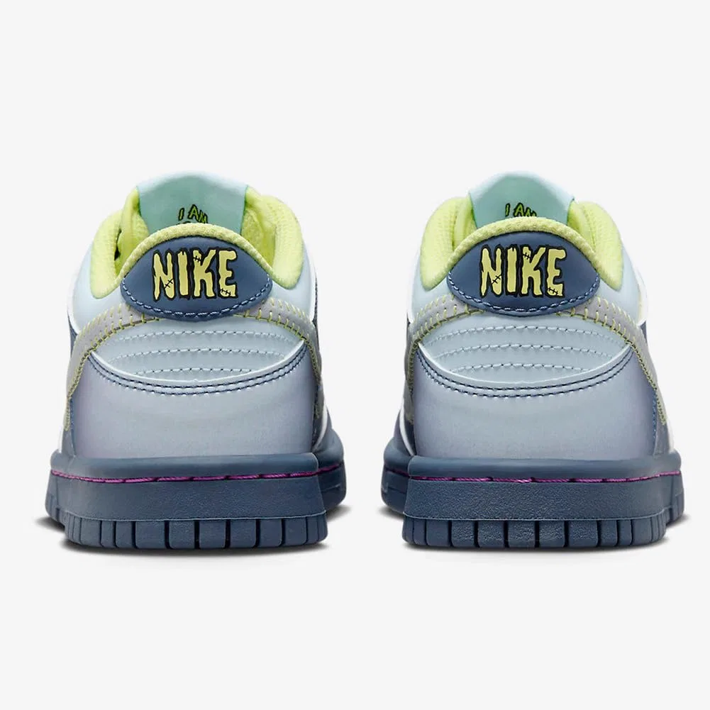 Детские кроссовки для мальчиков с принтом Dunk Low NIKE, Diffused Blue Bright Green Fuchsia Dream Blue Tint — фото 3