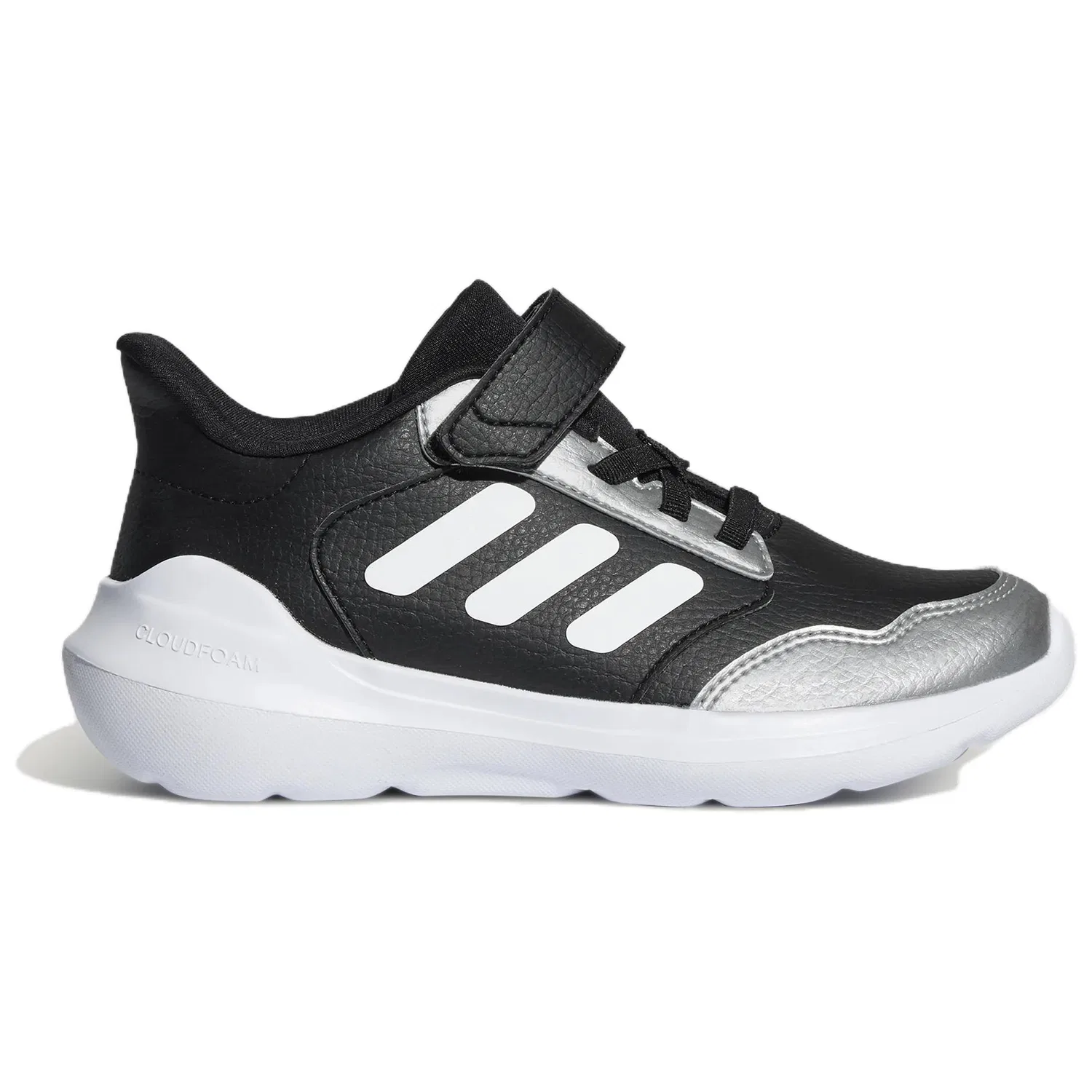 Детские кроссовки для бега с длинным шнурком Adidas, Black/White/Metallic Silver — фото 3
