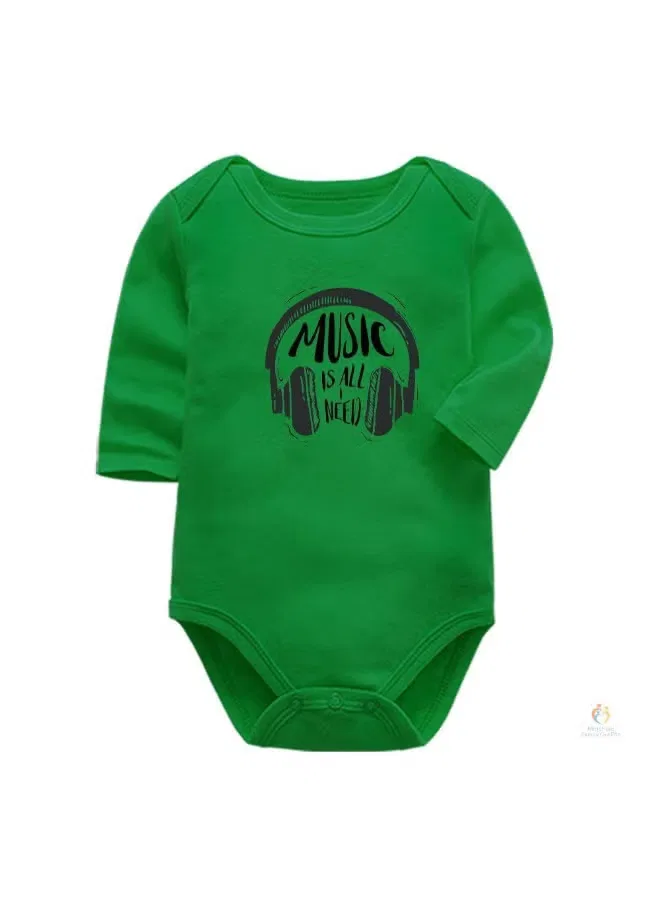 Боди-комбинезон с длинным рукавом с принтом Music Is All I Need Matching Family Outfits, зеленый