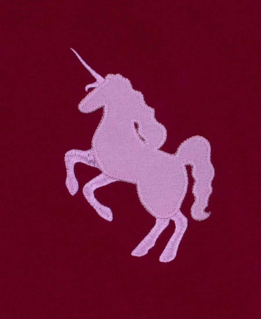 Детская пижама для девочек с длинным рукавом Leveret, Unicorn Maroon — фото 2