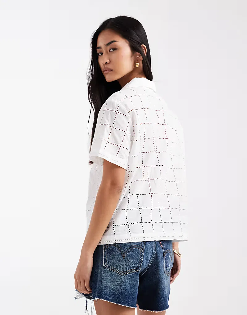 Рубашка boxy с вышивкой гладью Levi's, белый — фото 4