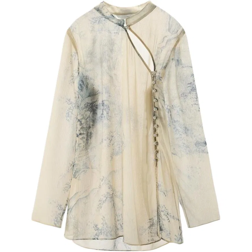 ZARA Женская рубашка с круглым вырезом ZW Shirts, Raw White