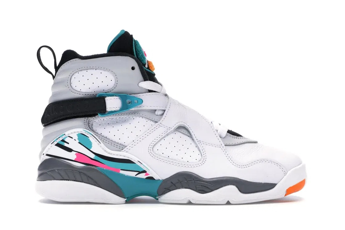 Детские кроссовки с принтом Jordan 8 Retro Jordan, White/White-Turbo Green-Neutral Grey