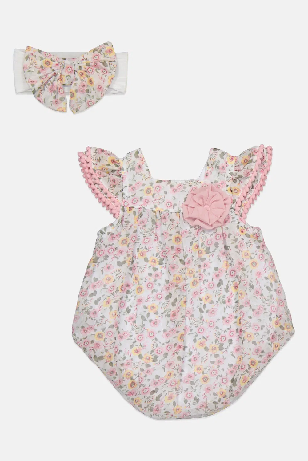 Боди-комбинезон с цветочным принтом комплект 2 предмета Baby Essentials, разноцветный — фото 2