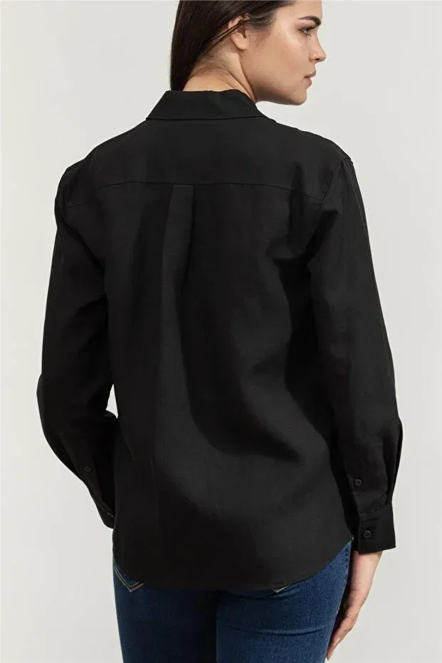 Женская рубашка с длинным рукавом Calvin Klein, Black — фото 3