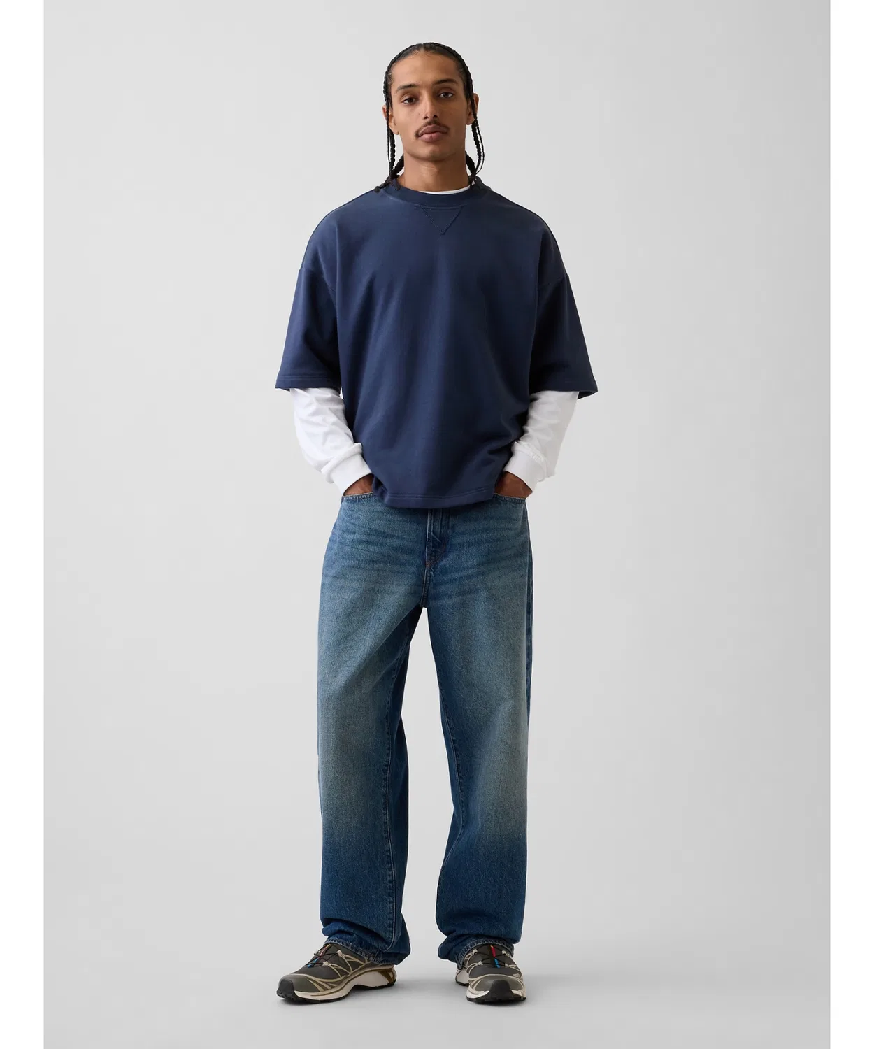 Мужская/женская футболка с коротким рукавом Oversize из тяжелого французского трикотажа GAP, Зеленый — фото 3