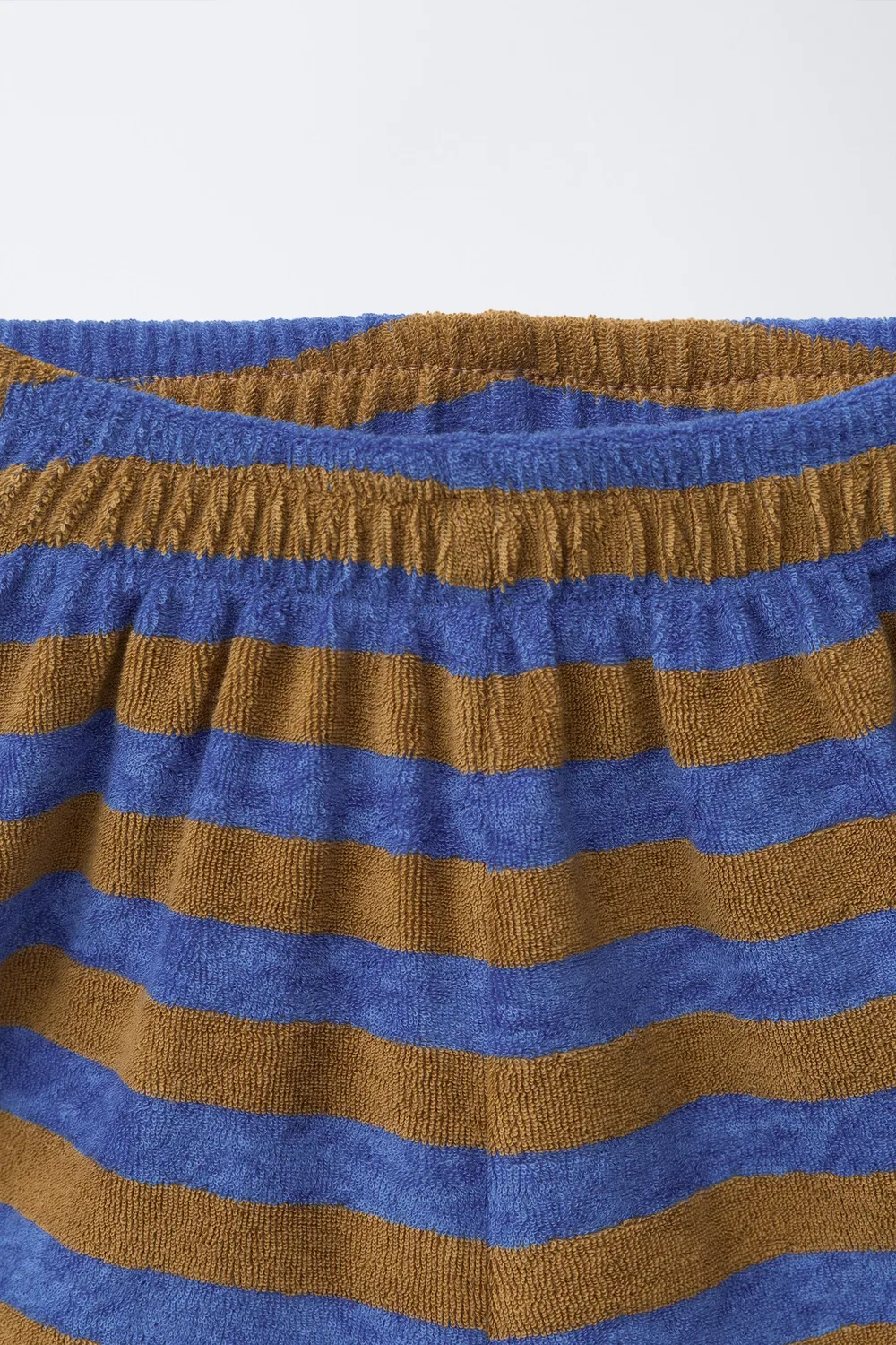 Комплект из полосатой махровой рубашки-поло и шорт-бермуд ZARA, Blue — фото 4