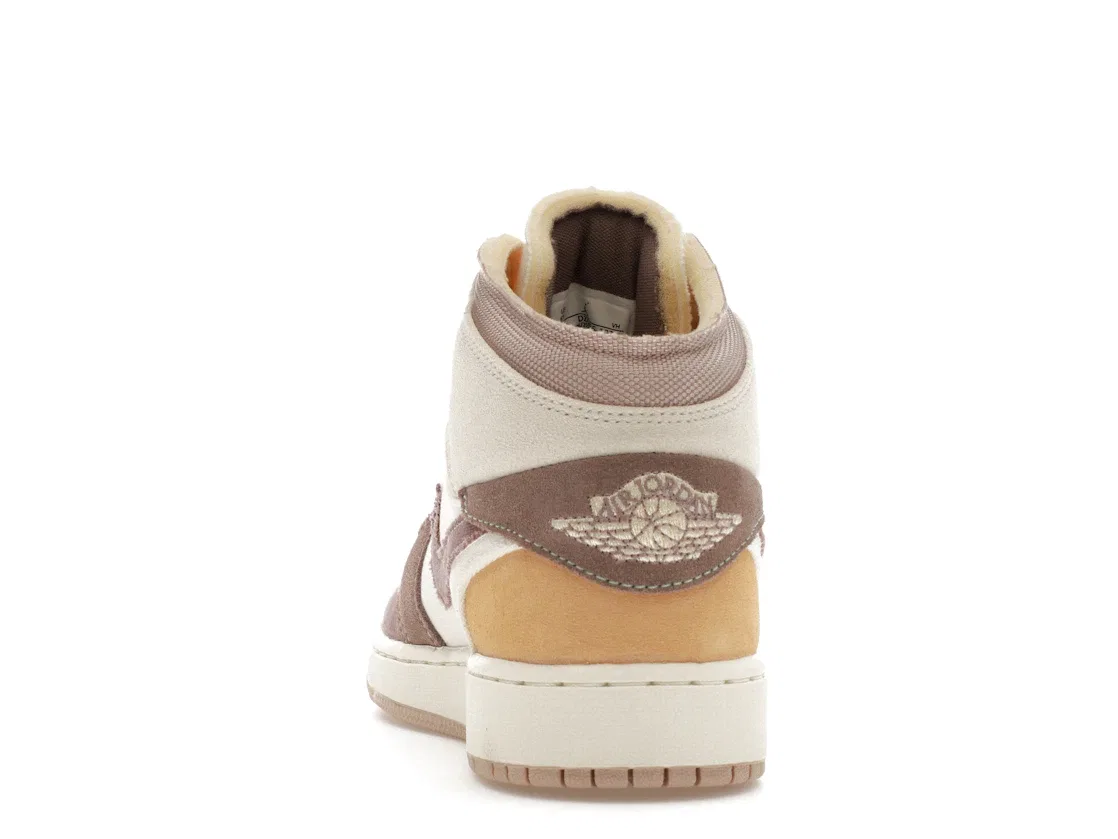 Детские кроссовки с деконструированным дизайном Jordan 1 Mid SE Craft Jordan, Sail/Taupe Haze/Fossil Stone/Celestial Gold/Muslin — фото 4