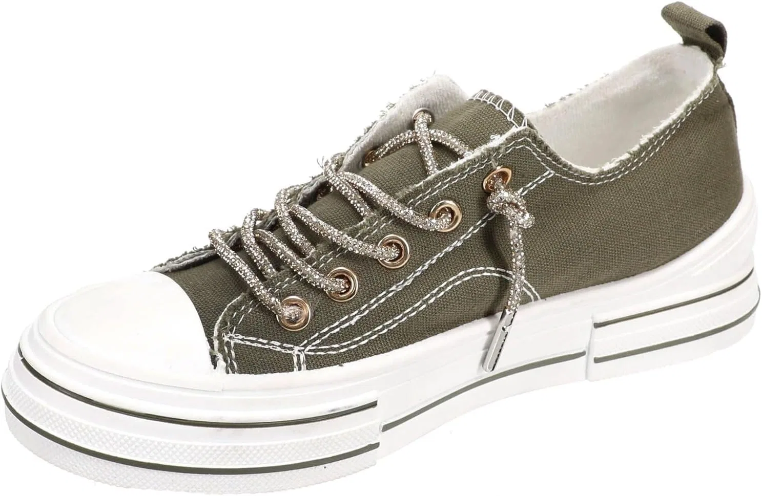 Детские кроссовки для девочек Sparkle Sneaker Crystal Cross Cowgirl, Khaki — фото 4