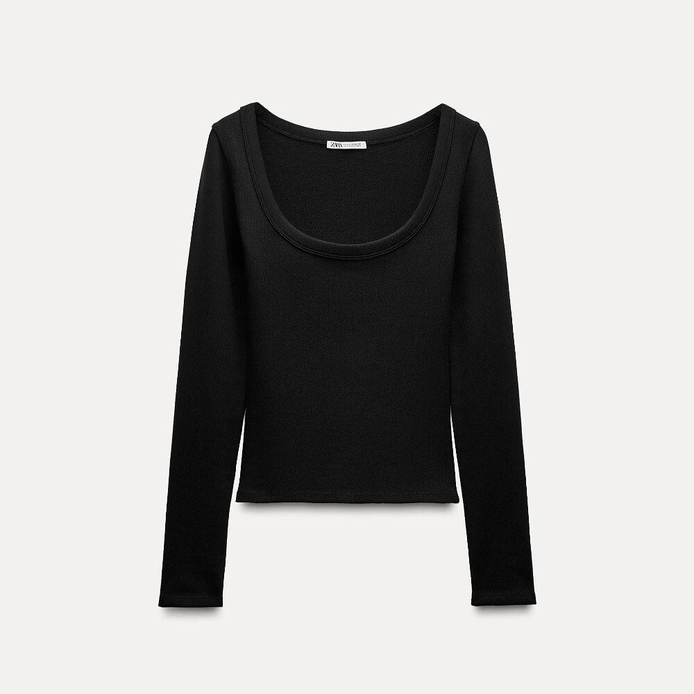 

Лонгслив Zara Ribbed Long Sleeve, черный